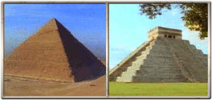 огромни пирамиди, ориентирани към четирите основни посоки на света