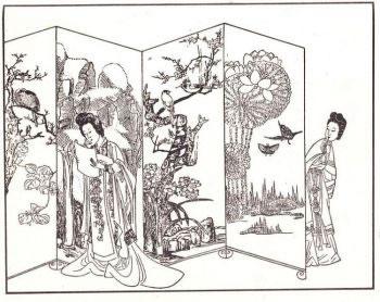 Илюстрация от гравюра, изобразяваща сцена от Ши Шянг Жи