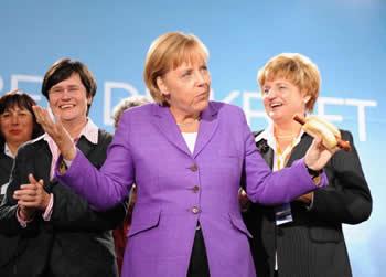 Засищаща храна в предизборната кампания на германския канцлер Ангела Меркел.