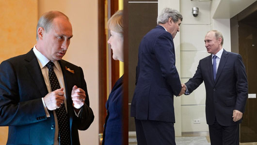 Меркел и Кери при Путин