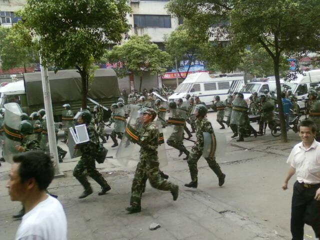 Hubei China Uprising Police Riot Gear 1