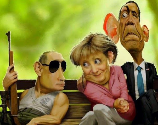 Путин, Меркел, Обама