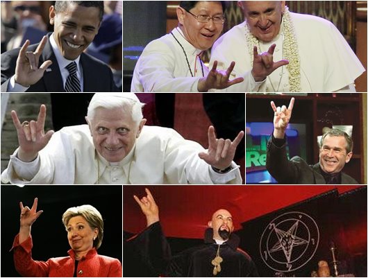Известни личности позиращи със сатанински жестове